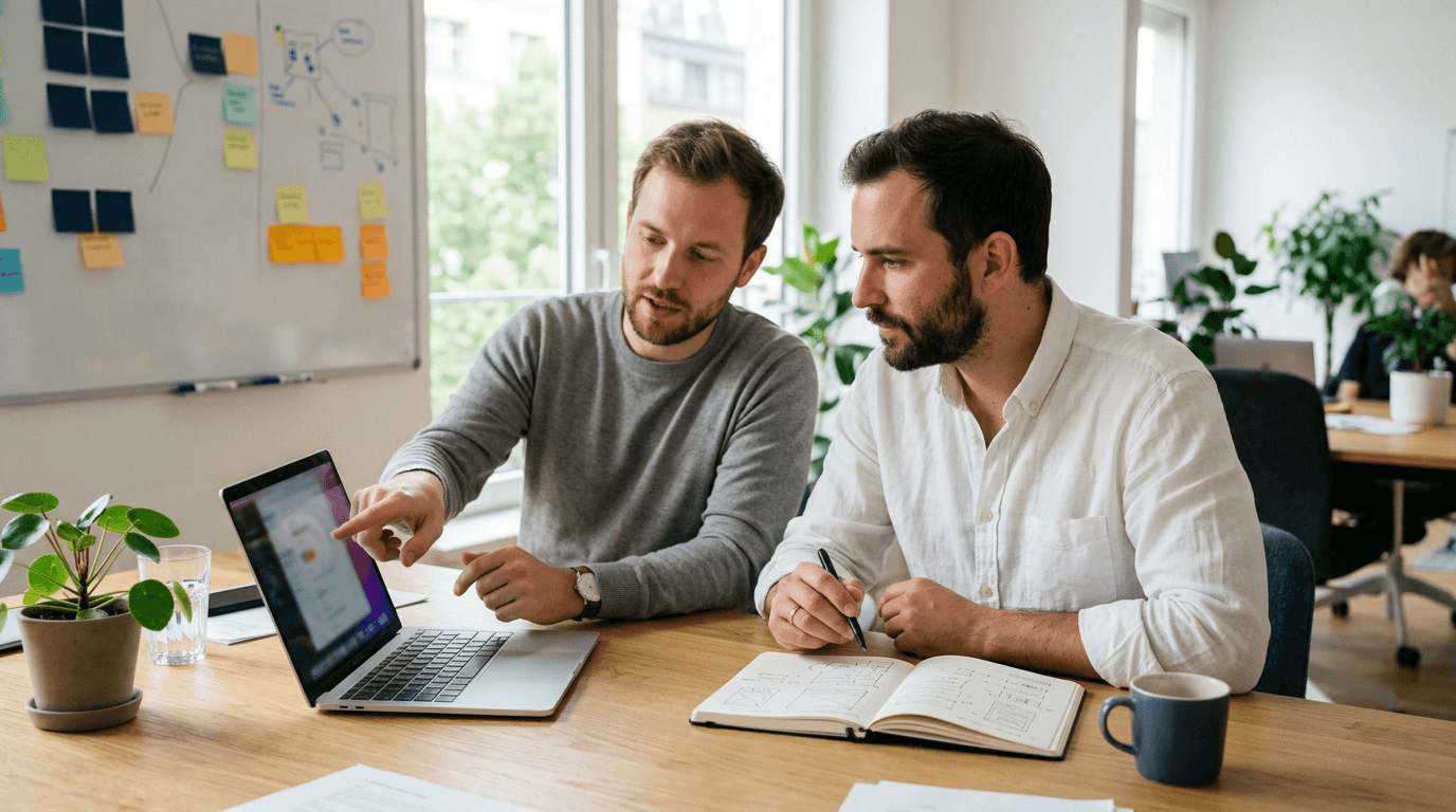 Das Produktteam von selbstverwalten arbeitet gemeinsam an neuen Funktionen.